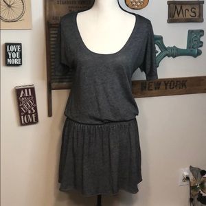 Athleta Grey Short Sleeved Cinched Waist Jumper